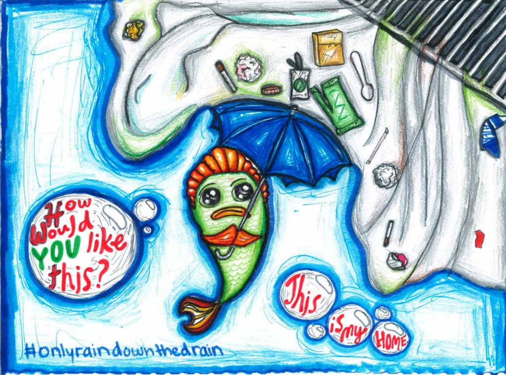 Winning design by Kristin Olinger to be transformed into street art around a storm drain.